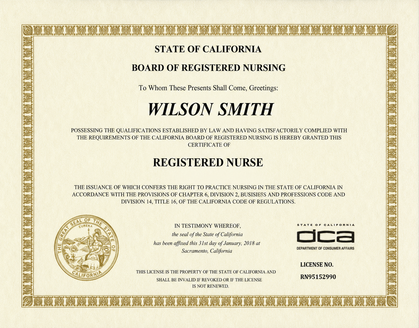 Nurse completing California RN NCLEX license online application
