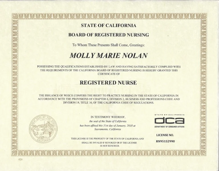 Nurse completing California RN NCLEX license online application